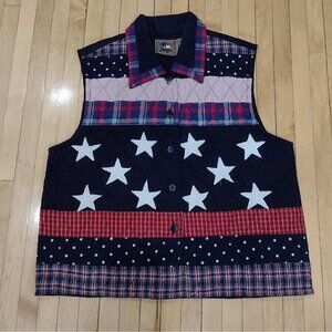 Dont Mess With Texas Vest Womens Medium Quilted Patriotic Vest Stars Stripes